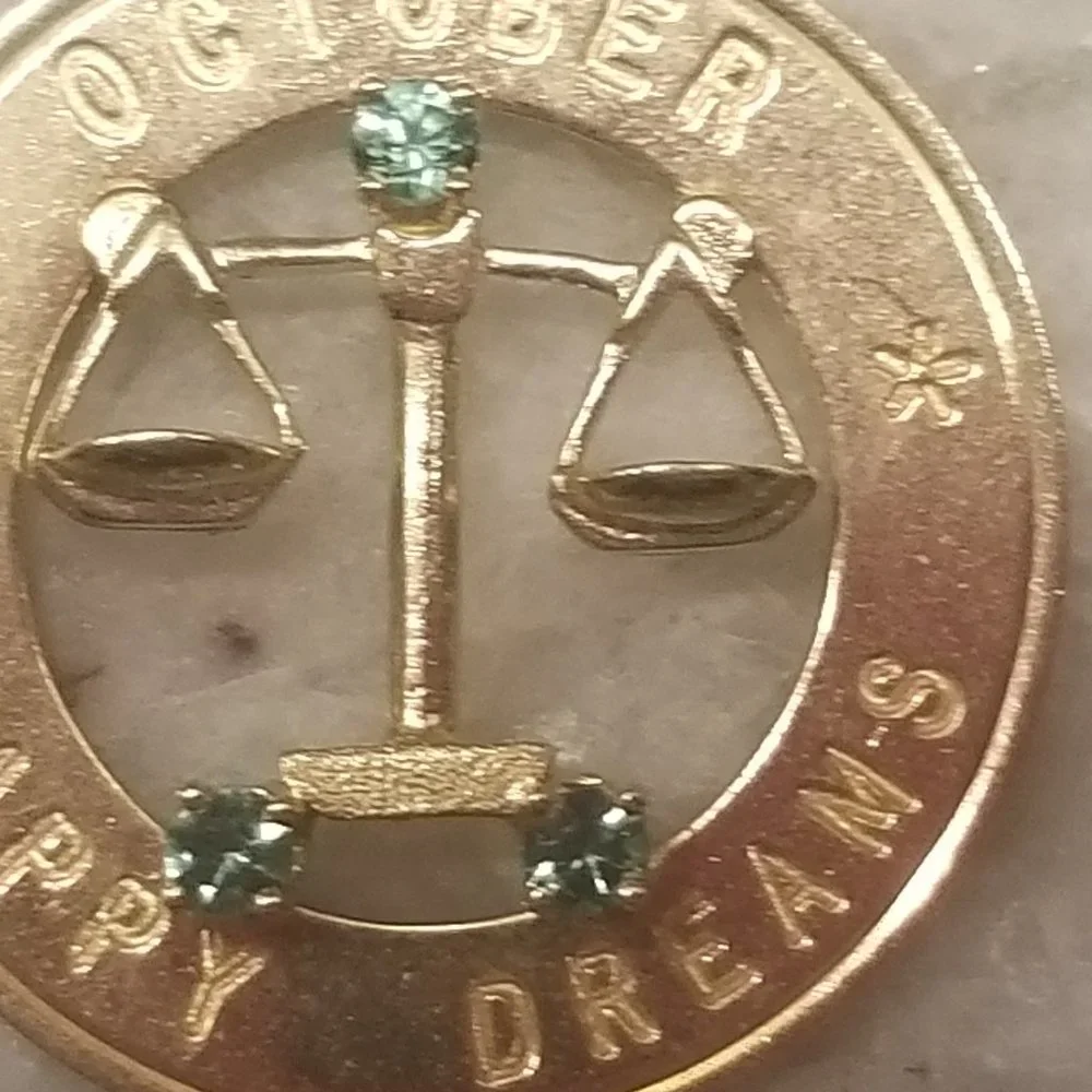 DANKNER OCTOBER HAPPY DREAMS LIBRA SCALES JUSTICE 14K CHARM PENDANT NECKLACE